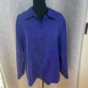 c.l.o.t.h.e.s. Royal Purple Button Down Top sz 2X‎ fits like a 1X